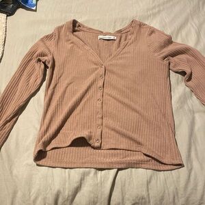 Abercrombie & Fitch long sleeve semi-cropped button up